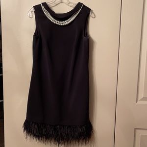 “Breakfast at Tiffany “ Black Cocktail Feather Hem Dress